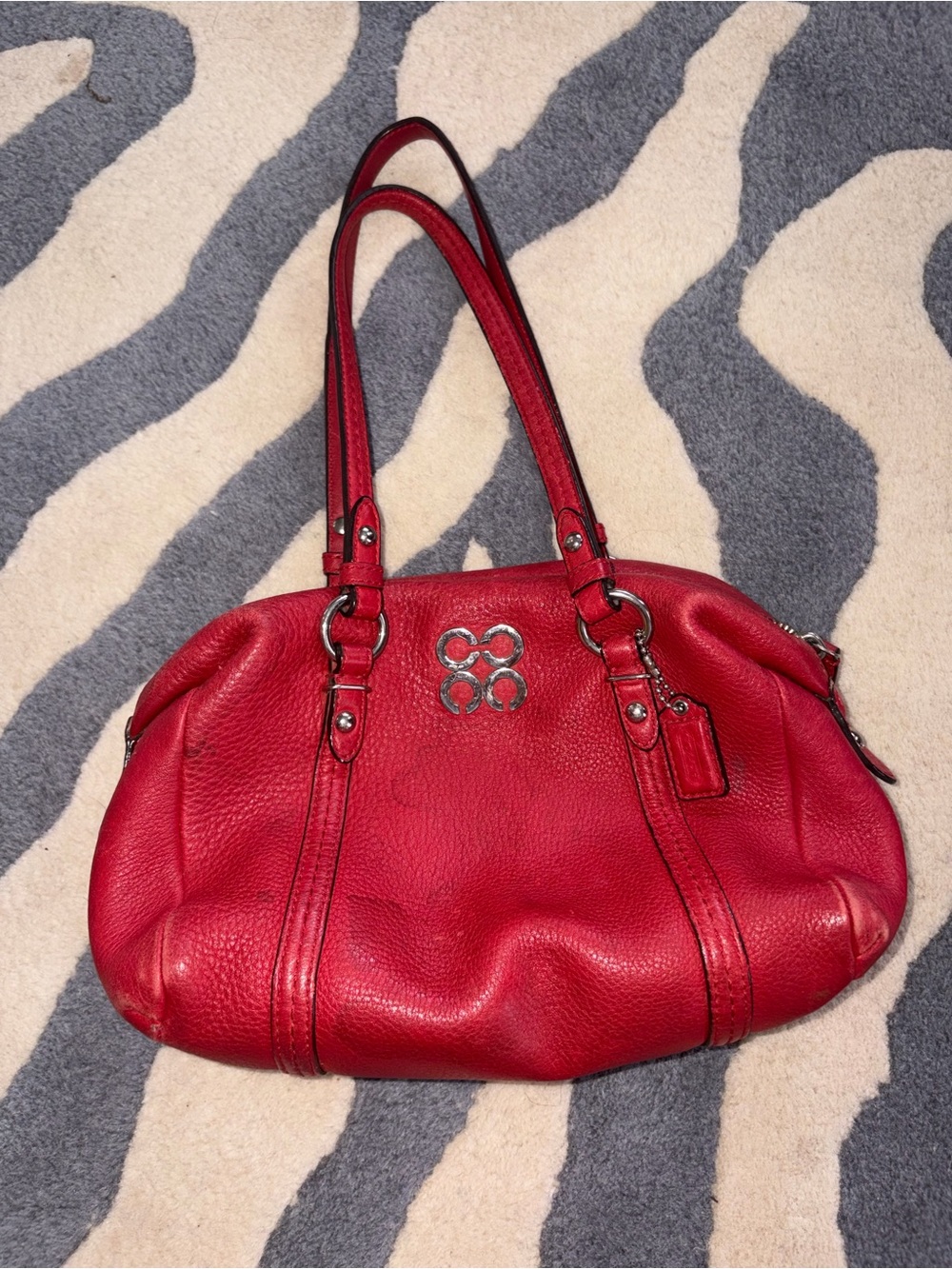 Coach Red Pebbled Leather Shoulder Bag